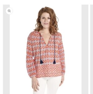 Roller Rabbit Calisto Zola Orange and Blue Patterned Blouse